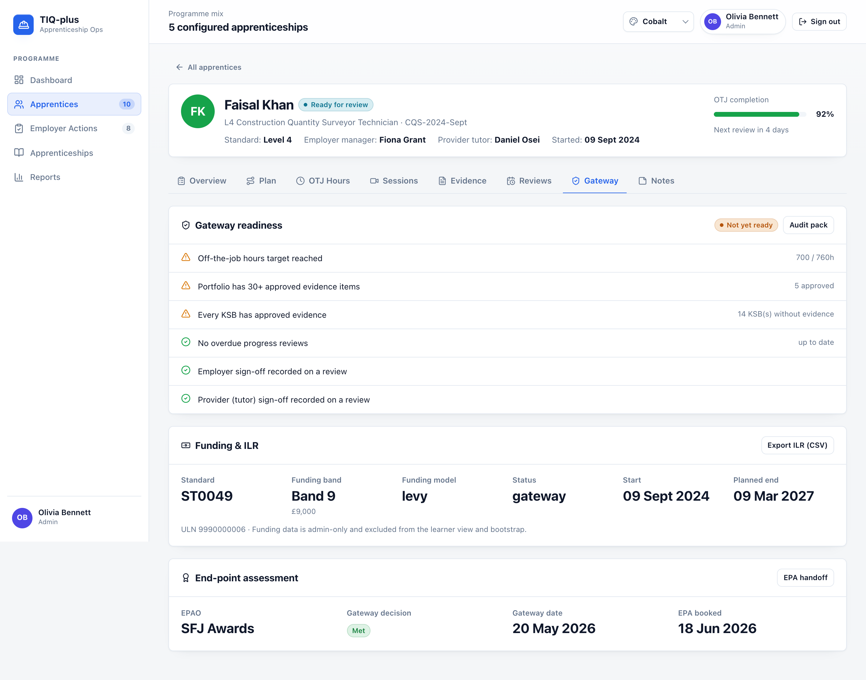 TrackVerse Gateway readiness monitoring tab