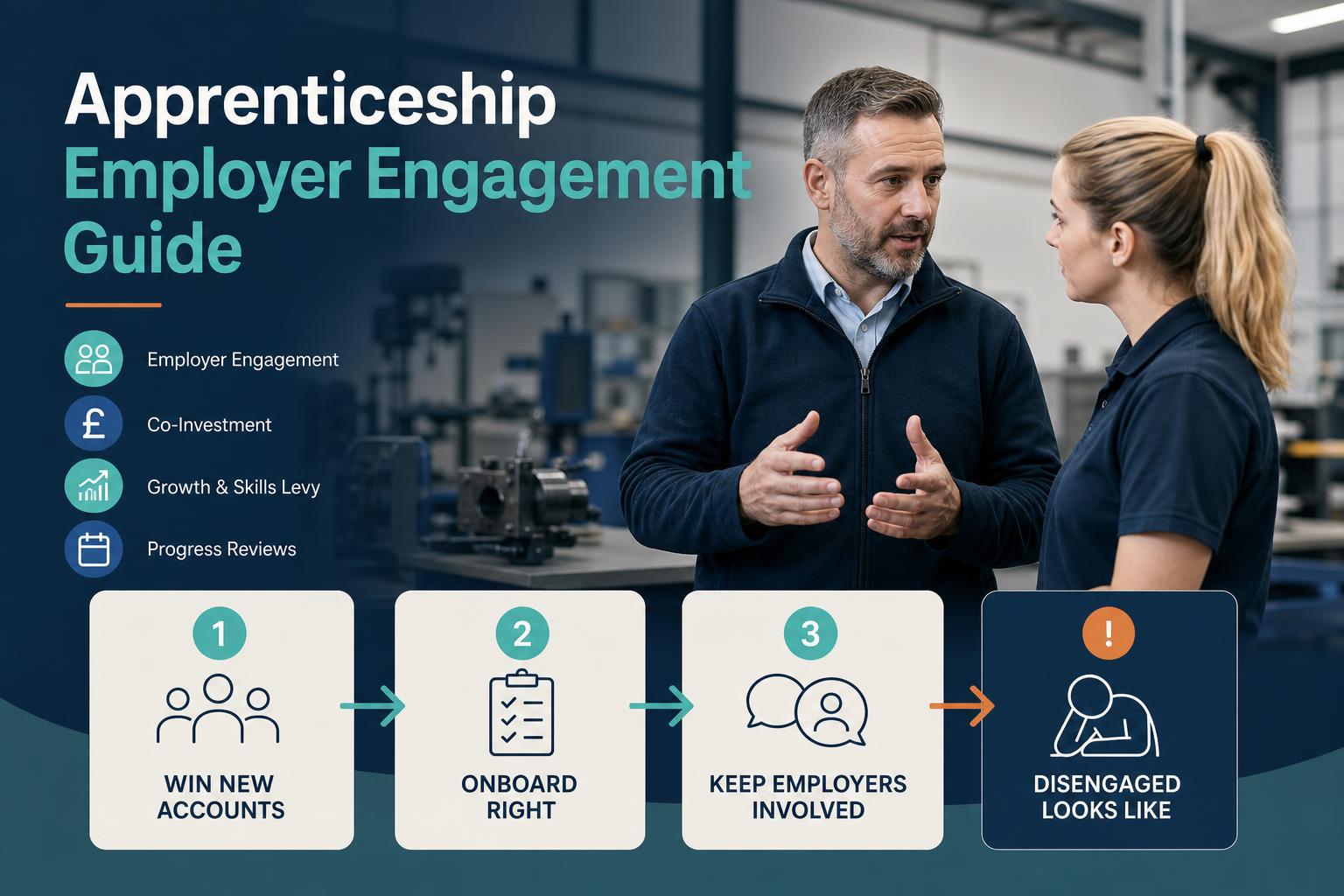 A provider, learner and employer manager working through a structured engagement workflow