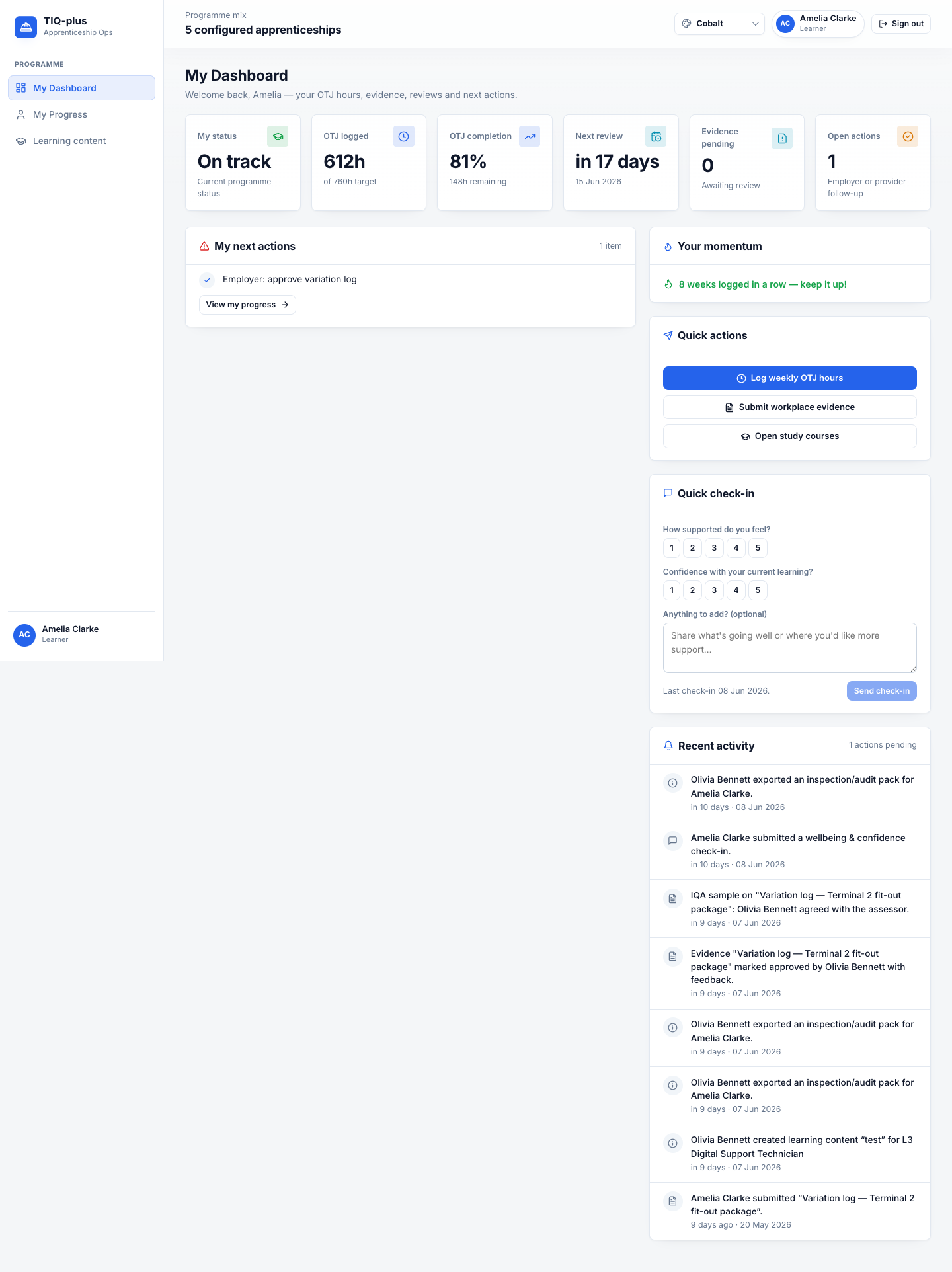 Mobile-First Apprenticeship Portfolios zero friction interface